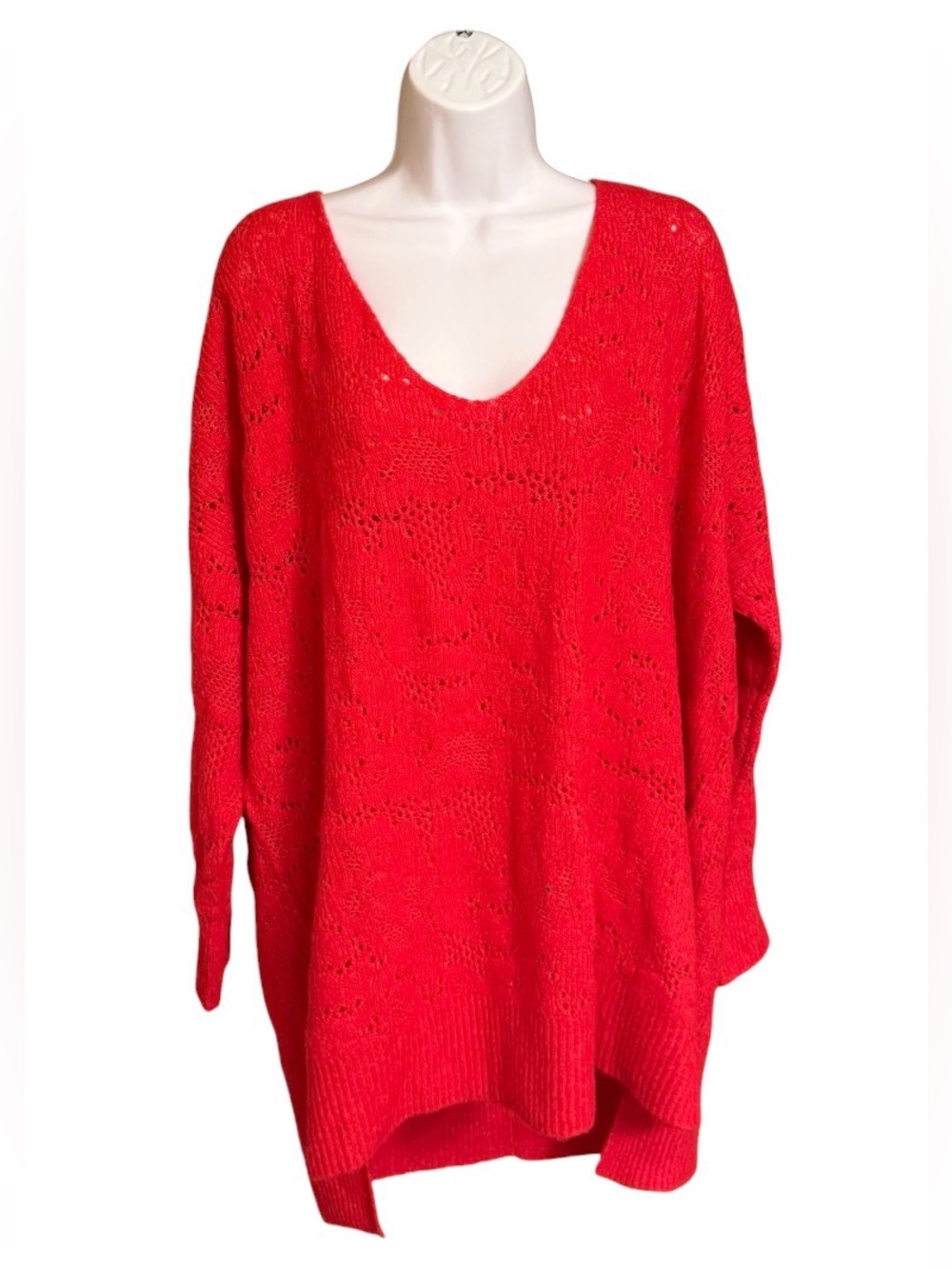 NWT Free People Open Knit Oversized Sweater XS/S Rusted Red Boho Tunic